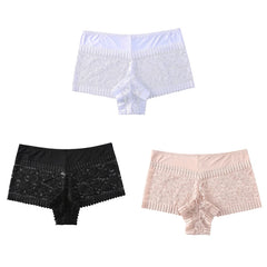 High Waist Floral Lace Shortie Briefs 3-Pack