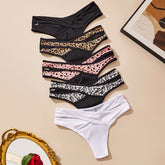 3-Piece Leopard Print Low Rise Thongs