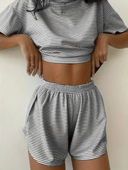 Women's Striped Knit Pajama Set