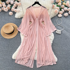 Sheer Elegant Long Robe Dress