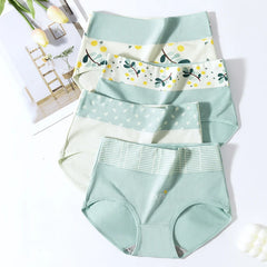 Women Print High Waist Briefs 4pcs