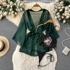 Sensual Hanfu Chiffon Robe Set