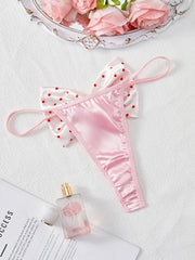 Women’s Kawaii Japanese Satin Thong – Pink Bow Lingerie Panties | Cute & Sexy Underwear