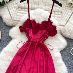 Velvet Lace Backless Club Dress