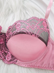 Pink Floral Padded Balconette Lingerie Set