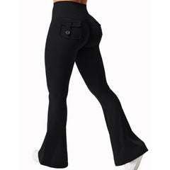 Black flared pants on a white background