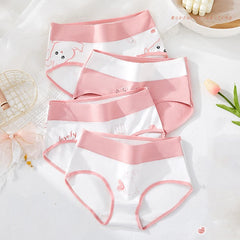 Women Print High Waist Briefs 4pcs