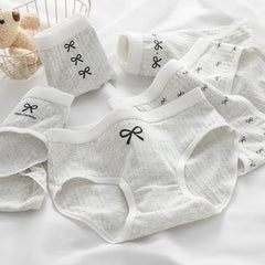 Sweet Bow Solid Cotton Briefs 5pcs