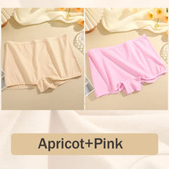 Two pairs of underwear, one beige and one pink, on a neutral background with 'Apricot+Pink' text.