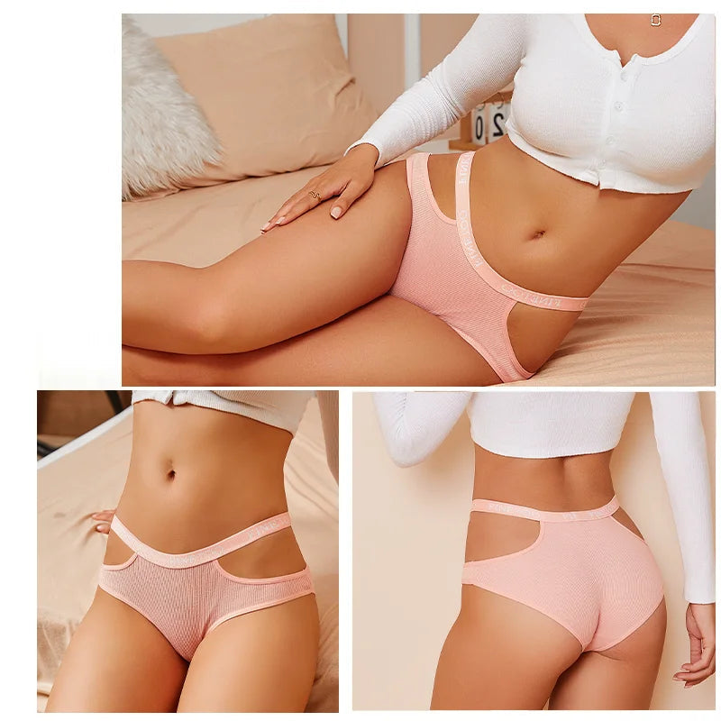 Person wearing pink underwear with a neutral background