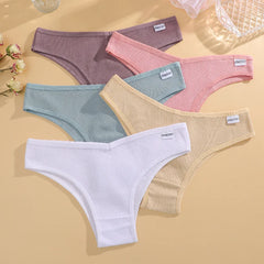 Set of women's underwear in various colors on a beige background
