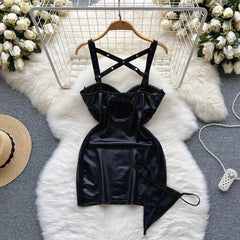 Sexy Backless Camis Nightwear - Erotic Leather Night Dress for Women