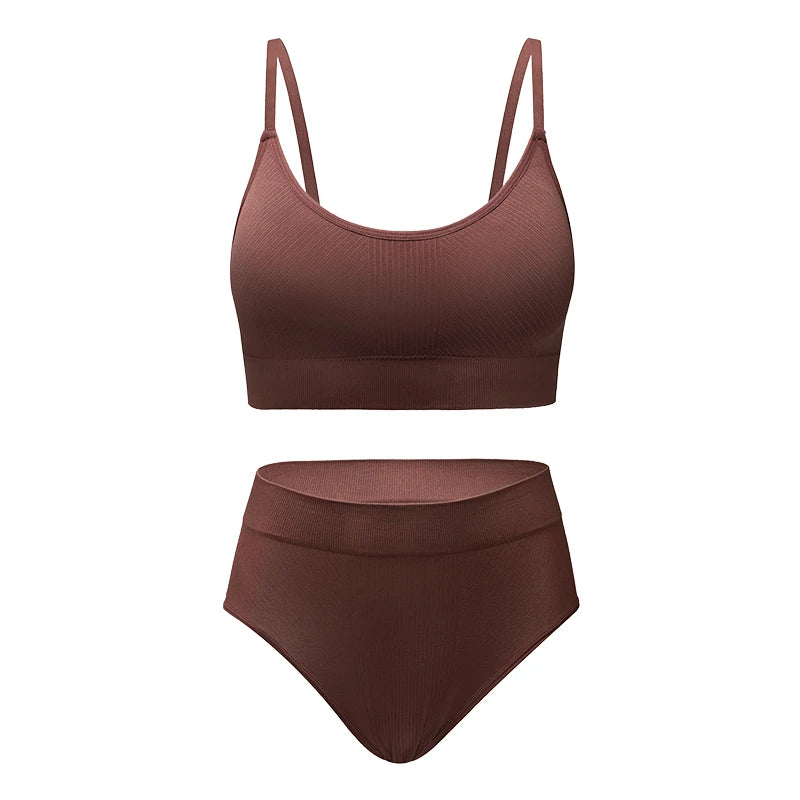 Brown bikini set on a white background