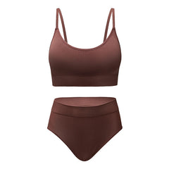 Brown bikini set on a white background