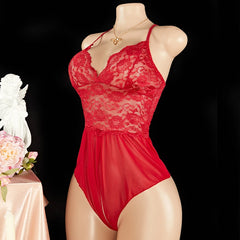 Women Lace Mesh Thong Bodysuit