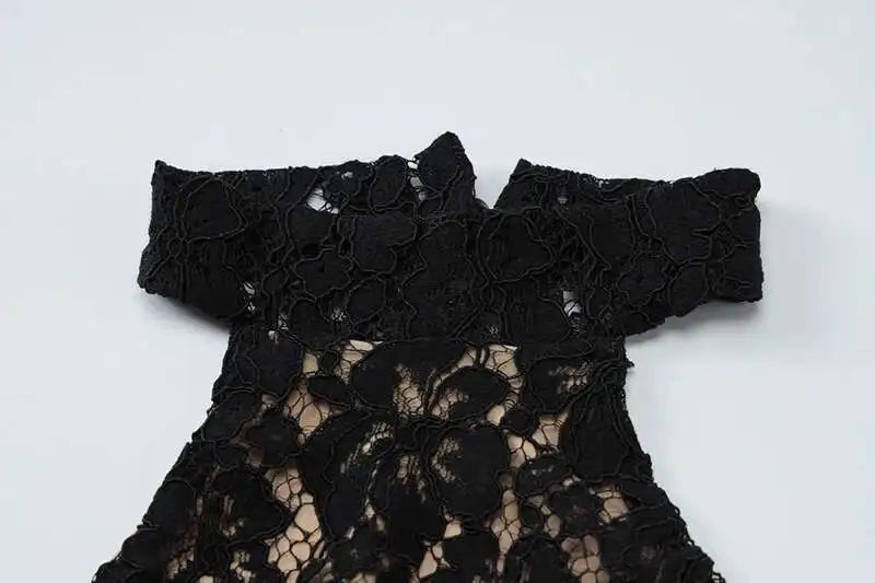 Black lace dress on a white background