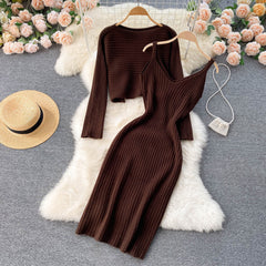 Trendy Vintage Two-Piece V-Neck Set-