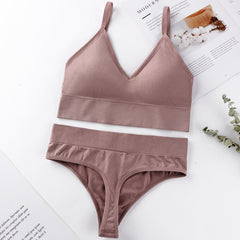 Push-Up Sports Bra & Seamless Thong Set JC