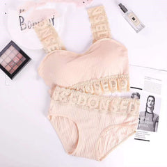 Youth Threaded Letter Print Student Bra Set JC
