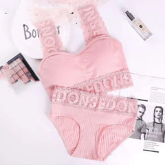 Youth Threaded Letter Print Student Bra Set JC