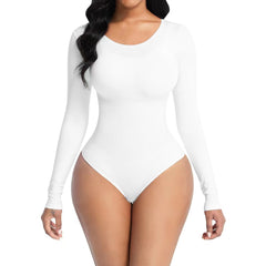 Large Hip Lifting Seamless Long-Sleeve Bodysuit Jumpsuit-