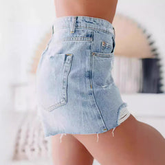 Trendy Raw Edge Denim Shorts-