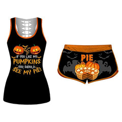 Trendy Halloween Pumpkin Print Set-