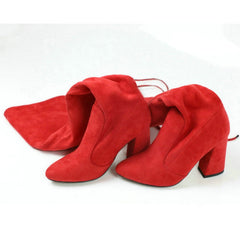 Flock Leather Women Over Knee Boots