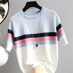 Women Striped Knitted Cotton T-Shirt