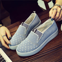 Women Denim Flats Casual Jeans Shoes