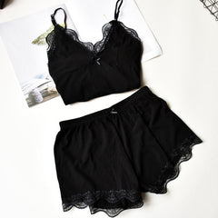 Chic Lace Top And Shorts Set