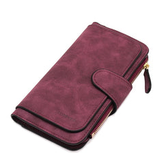 Leather Zipper Long Women Purse