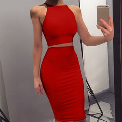 Sexy O Neck Sleeveless Body con Dress