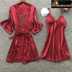Chic Lace Long Sleeve Ladies Nightwear