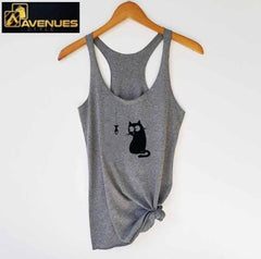 Women's Cat Print Casual Tank Top