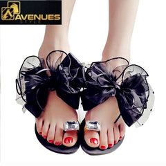 Bowtie Flower Flat Slippers