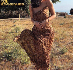 Chic V Neck Leopard Party Dress