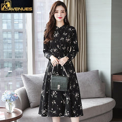 Women Floral Chiffon Long Sleeve Dress