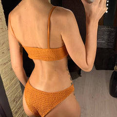 Women's Chic Neon Wrinkled Bikini 2-Pieces Bikini set