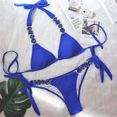 Women's Jeweled Rhinestones Diamond Chic Two-Pieces Bikini