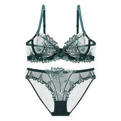 Sexy Floral Lace Transparent Underwear Bra Lingerie Set