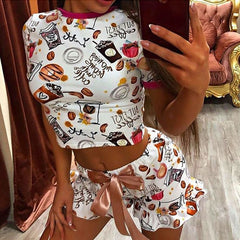 Women's Crop Top And Shorts Sets 2-Piece Tracksuit