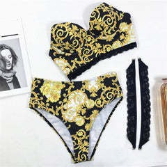 Women's Chic Bikini Two-pieces With Lace Straps Bathing Suit