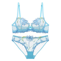 Sexy Floral Lace Transparent Underwear Bra Lingerie Set