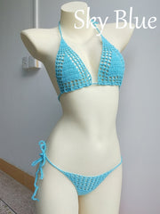 Women's Micro Thong String Lattice Bikinis Top Crochet Swimwear
