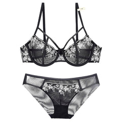 Floral Ultrathin Lace Lingerie Hollow Bra Underwear Set