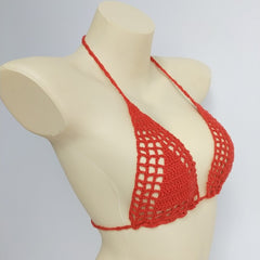 Women's Micro Thong String Lattice Bikinis Top Crochet Swimwear