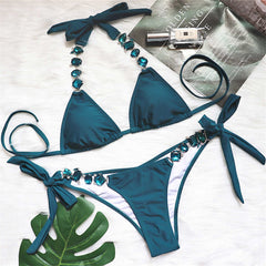 Women's Jeweled Rhinestones Diamond Chic Two-Pieces Bikini