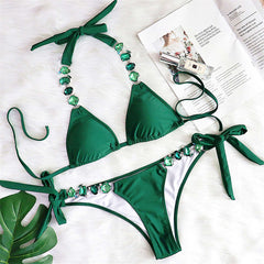 Women's Jeweled Rhinestones Diamond Chic Two-Pieces Bikini
