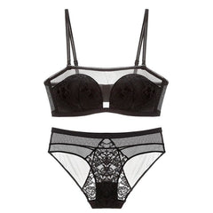 Tube Top Lace Lingerie Seamless Cotton Bra Panties Set